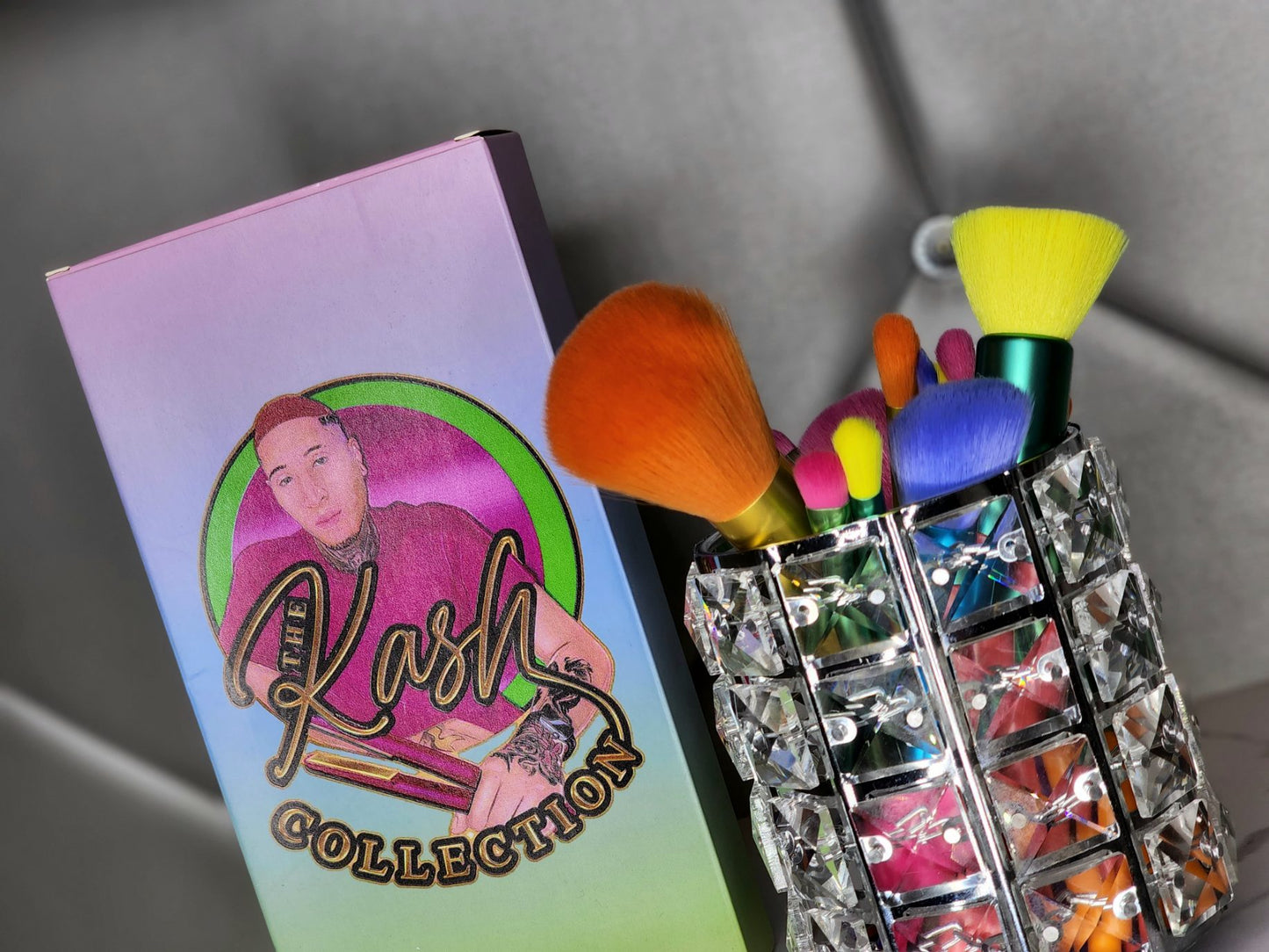 15pc Rainbow makeup brush set