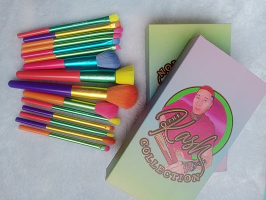 15pc Rainbow makeup brush set